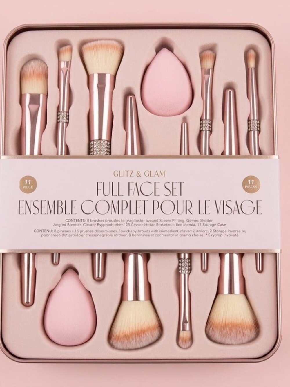 NWT Glitz & Glam Pink Bling 11 Piece Full Face‎ Makeup Brush Set